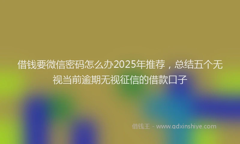 借钱要微信密码怎么办2025年推荐，总结五个无视当前逾期无视征信的借款口子