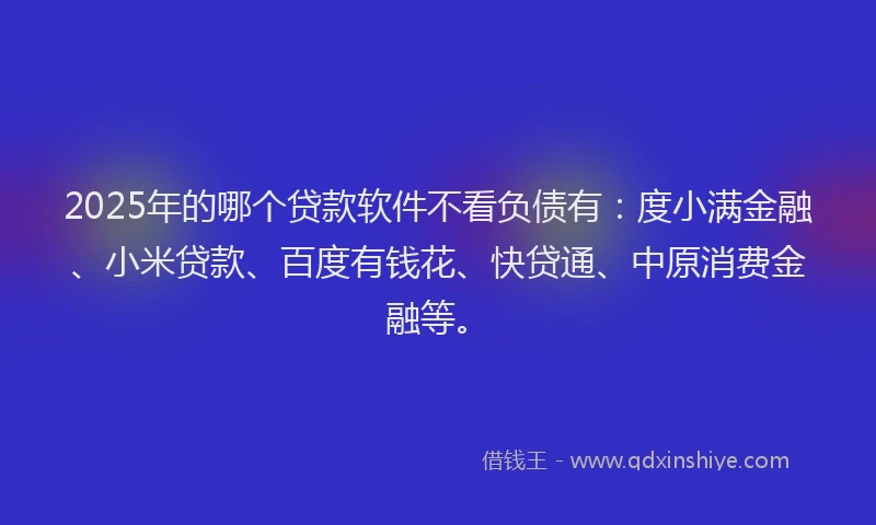 2025年的哪个贷款软件不看负债有：度小满金融、小米贷款、百度有钱花、快贷通、中原消费金融等。
