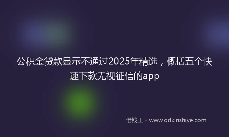 公积金贷款显示不通过2025年精选，概括五个快速下款无视征信的app