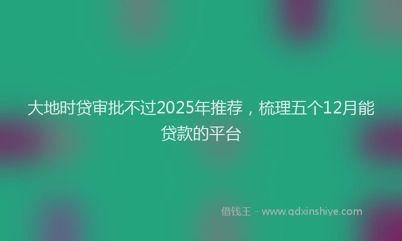 大地时贷审批不过2025年推荐，梳理五个12月能贷款的平台