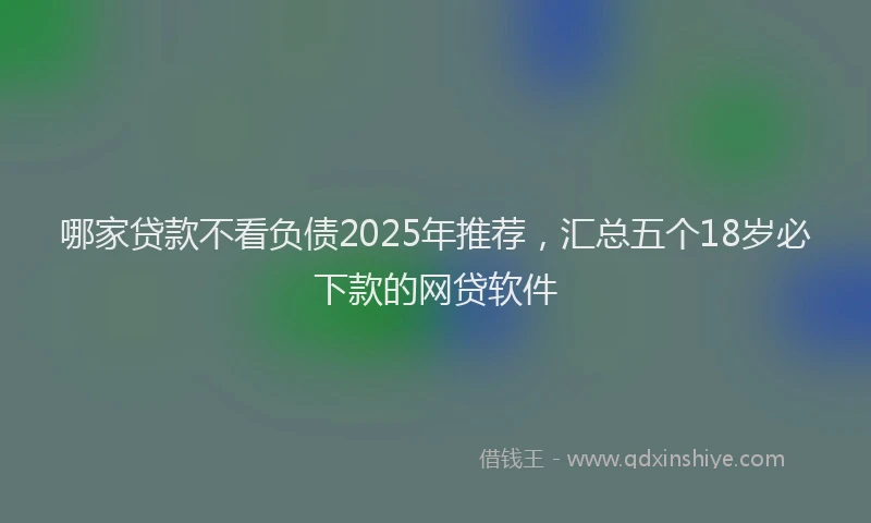 哪家贷款不看负债2025年推荐，汇总五个18岁必下款的网贷软件