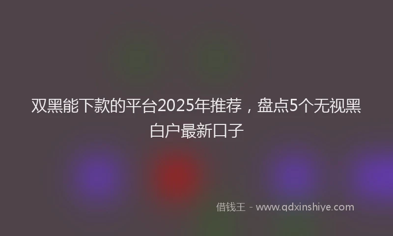 双黑能下款的平台2025年推荐，盘点5个无视黑白户最新口子
