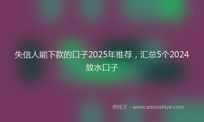 失信人能下款的口子2025年推荐，汇总5个2024放水口子
