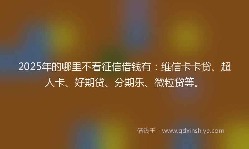 2025年的哪里不看征信借钱有：维信卡卡贷、超人卡、好期贷、分期乐、微粒贷等。