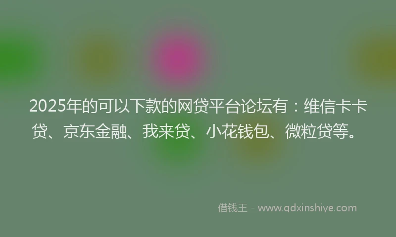 2025年的可以下款的网贷平台论坛有：维信卡卡贷、京东金融、我来贷、小花钱包、微粒贷等。