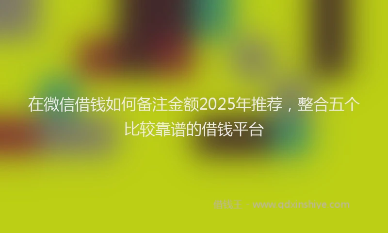 在微信借钱如何备注金额2025年推荐，整合五个比较靠谱的借钱平台