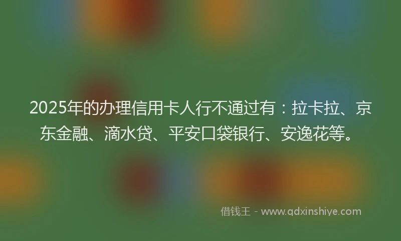 2025年的办理信用卡人行不通过有：拉卡拉、京东金融、滴水贷、平安口袋银行、安逸花等。