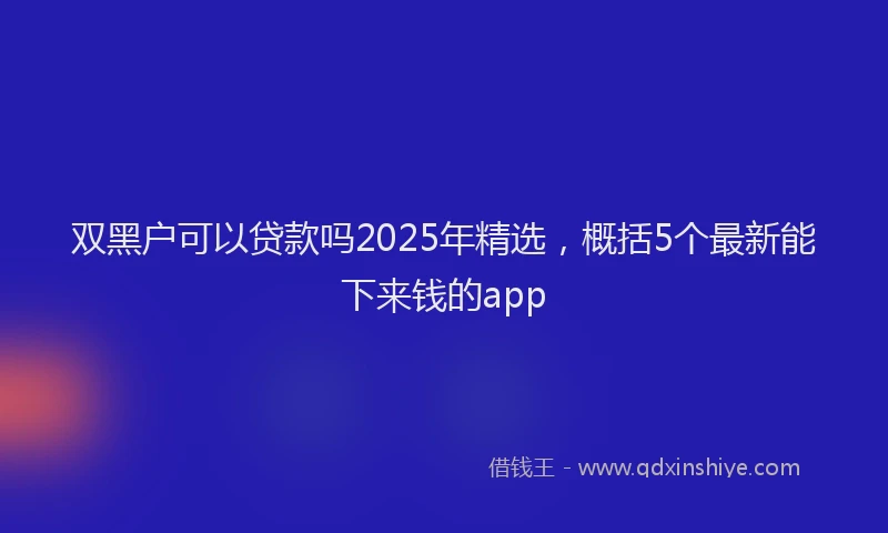 双黑户可以贷款吗2025年精选，概括5个最新能下来钱的app