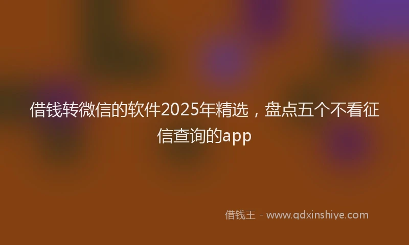 借钱转微信的软件2025年精选，盘点五个不看征信查询的app