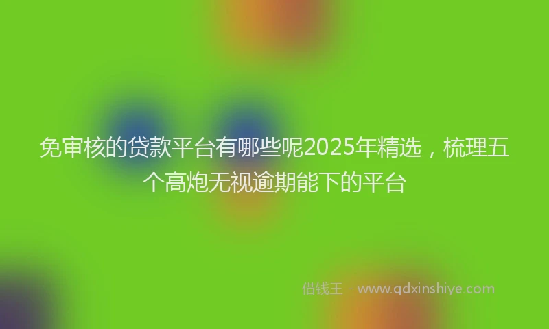 免审核的贷款平台有哪些呢2025年精选，梳理五个高炮无视逾期能下的平台