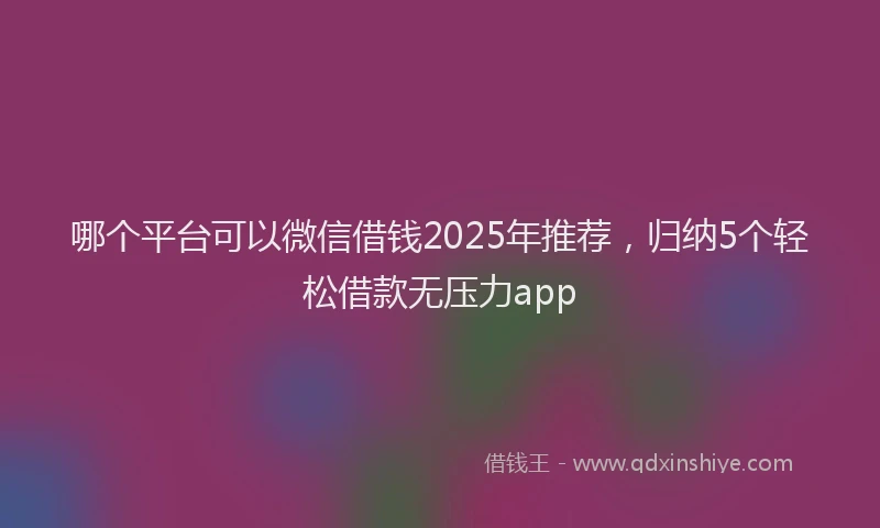 哪个平台可以微信借钱2025年推荐，归纳5个轻松借款无压力app