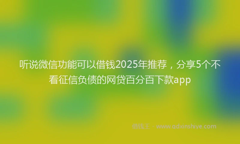 听说微信功能可以借钱2025年推荐，分享5个不看征信负债的网贷百分百下款app