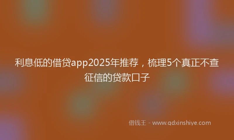 利息低的借贷app2025年推荐，梳理5个真正不查征信的贷款口子
