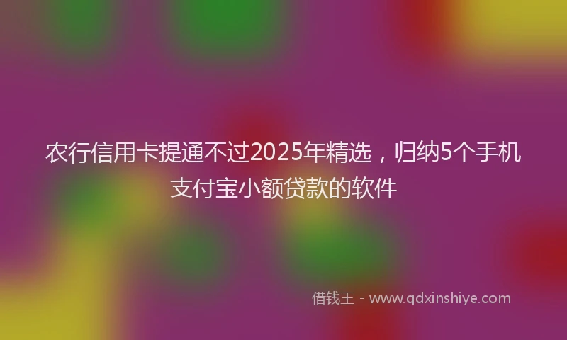 农行信用卡提通不过2025年精选，归纳5个手机支付宝小额贷款的软件