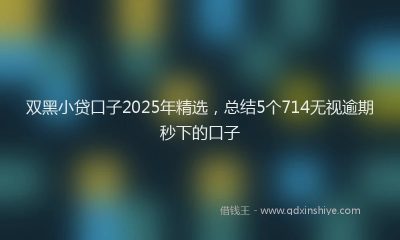 双黑小贷口子2025年精选，总结5个714无视逾期秒下的口子