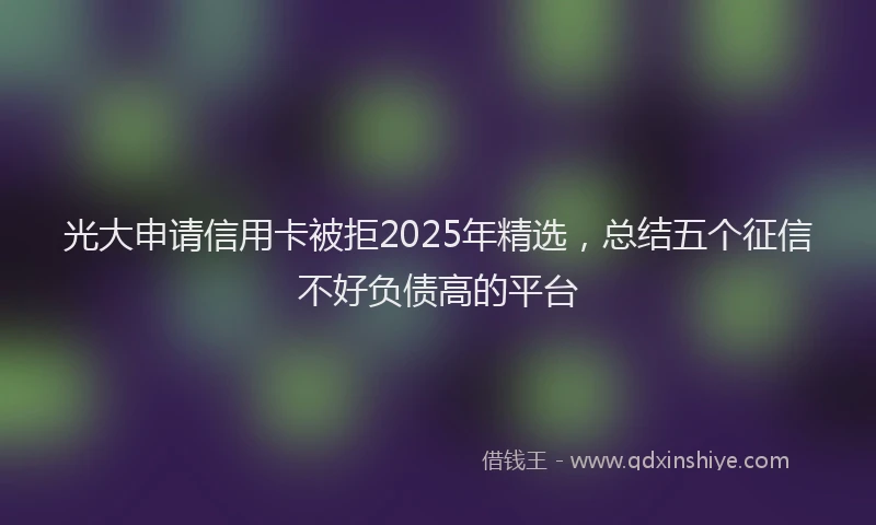 光大申请信用卡被拒2025年精选，总结五个征信不好负债高的平台