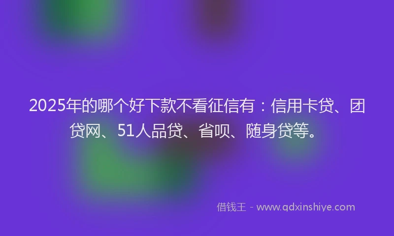 2025年的哪个好下款不看征信有：信用卡贷、团贷网、51人品贷、省呗、随身贷等。
