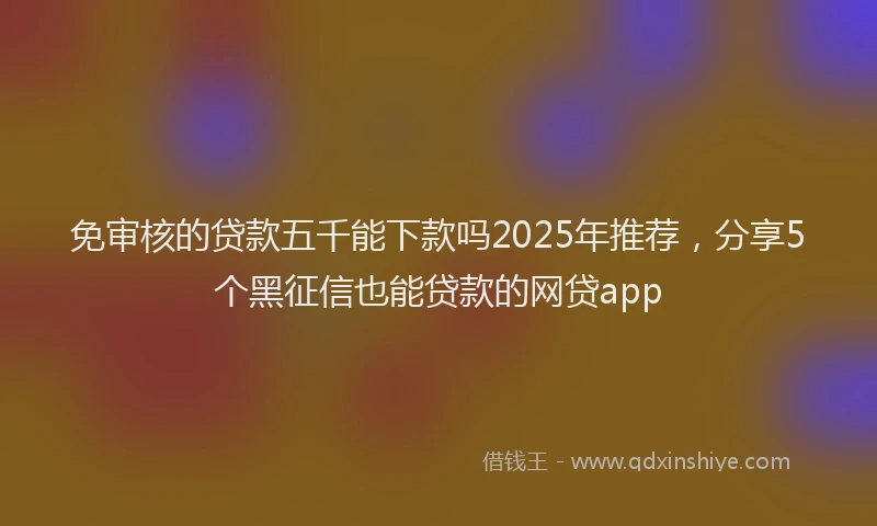 免审核的贷款五千能下款吗2025年推荐，分享5个黑征信也能贷款的网贷app