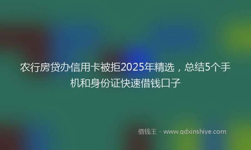农行房贷办信用卡被拒2025年精选，总结5个手机和身份证快速借钱口子