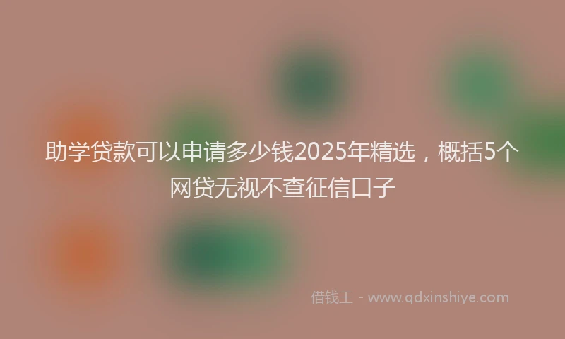 助学贷款可以申请多少钱2025年精选，概括5个网贷无视不查征信口子