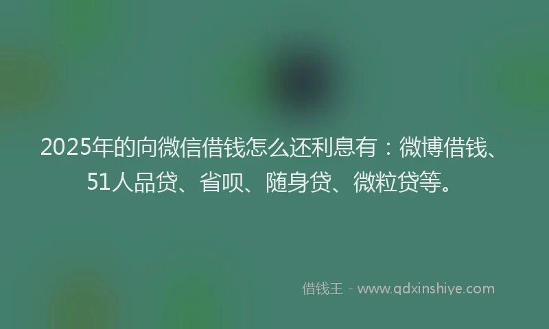 2025年的向微信借钱怎么还利息有：微博借钱、51人品贷、省呗、随身贷、微粒贷等。