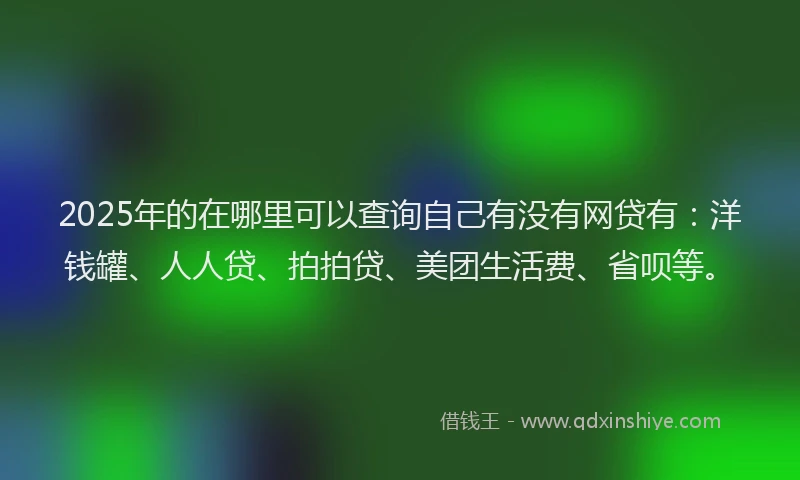 2025年的在哪里可以查询自己有没有网贷有：洋钱罐、人人贷、拍拍贷、美团生活费、省呗等。
