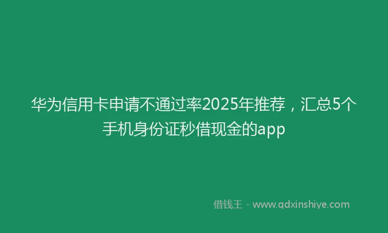 华为信用卡申请不通过率2025年推荐，汇总5个手机身份证秒借现金的app