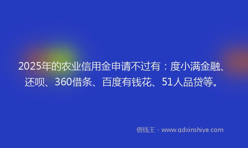 2025年的农业信用金申请不过有：度小满金融、还呗、360借条、百度有钱花、51人品贷等。