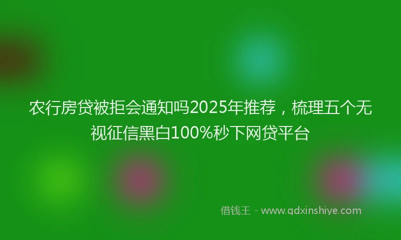 农行房贷被拒会通知吗2025年推荐，梳理五个无视征信黑白100%秒下网贷平台