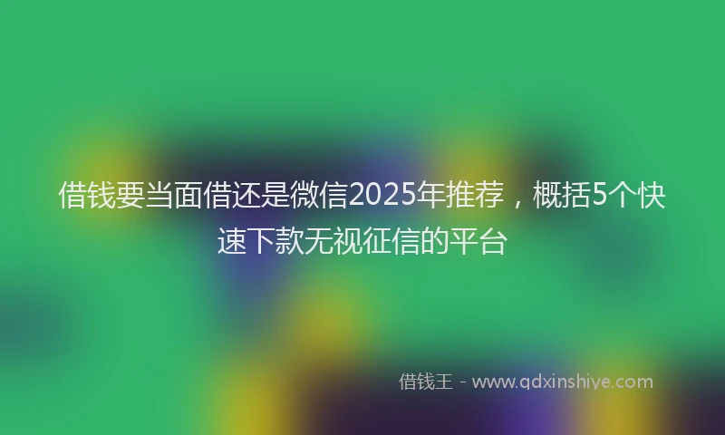 借钱要当面借还是微信2025年推荐，概括5个快速下款无视征信的平台
