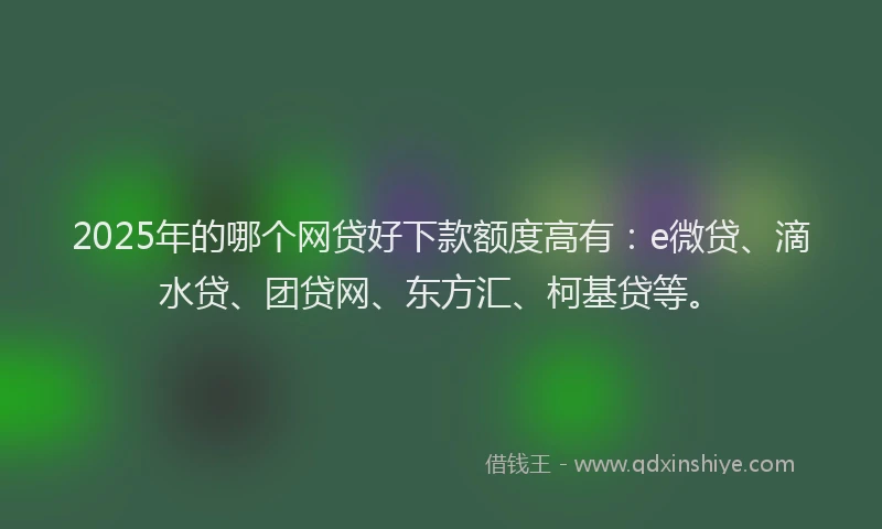2025年的哪个网贷好下款额度高有：e微贷、滴水贷、团贷网、东方汇、柯基贷等。