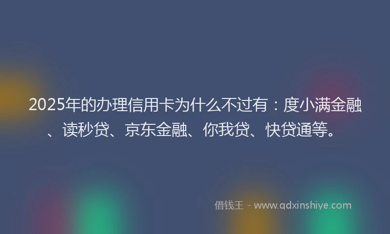 2025年的办理信用卡为什么不过有：度小满金融、读秒贷、京东金融、你我贷、快贷通等。