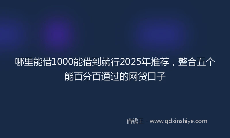 哪里能借1000能借到就行2025年推荐，整合五个能百分百通过的网贷口子