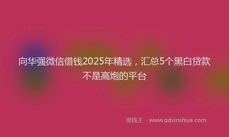 向华强微信借钱2025年精选，汇总5个黑白贷款不是高炮的平台