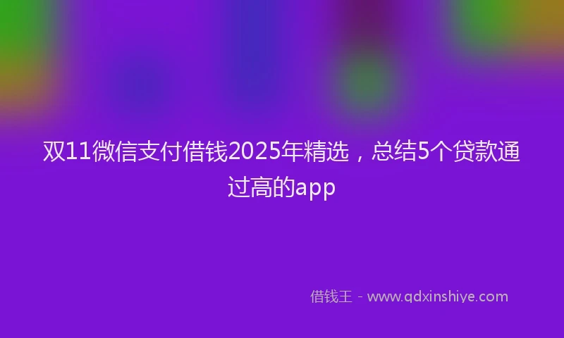 双11微信支付借钱2025年精选，总结5个贷款通过高的app
