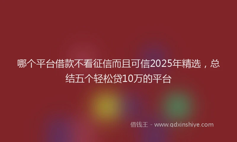 哪个平台借款不看征信而且可信2025年精选，总结五个轻松贷10万的平台