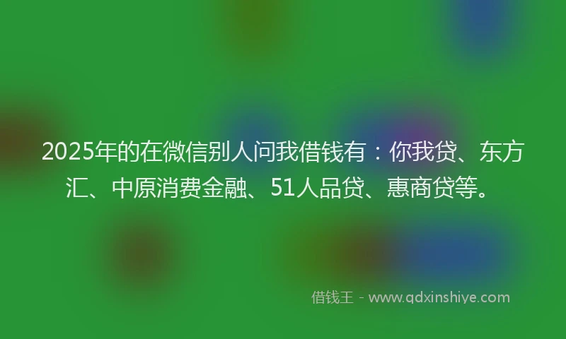 2025年的在微信别人问我借钱有：你我贷、东方汇、中原消费金融、51人品贷、惠商贷等。