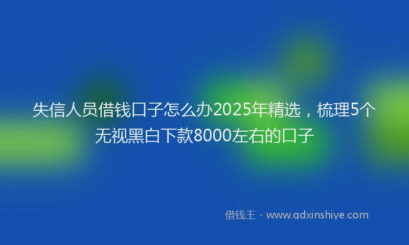 失信人员借钱口子怎么办2025年精选，梳理5个无视黑白下款8000左右的口子