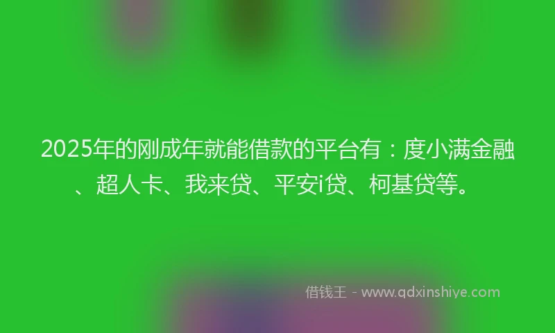 2025年的刚成年就能借款的平台有：度小满金融、超人卡、我来贷、平安i贷、柯基贷等。