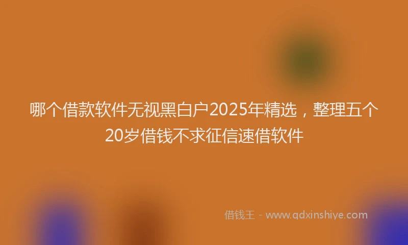 哪个借款软件无视黑白户2025年精选，整理五个20岁借钱不求征信速借软件
