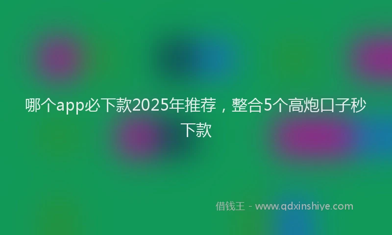 哪个app必下款2025年推荐，整合5个高炮口子秒下款