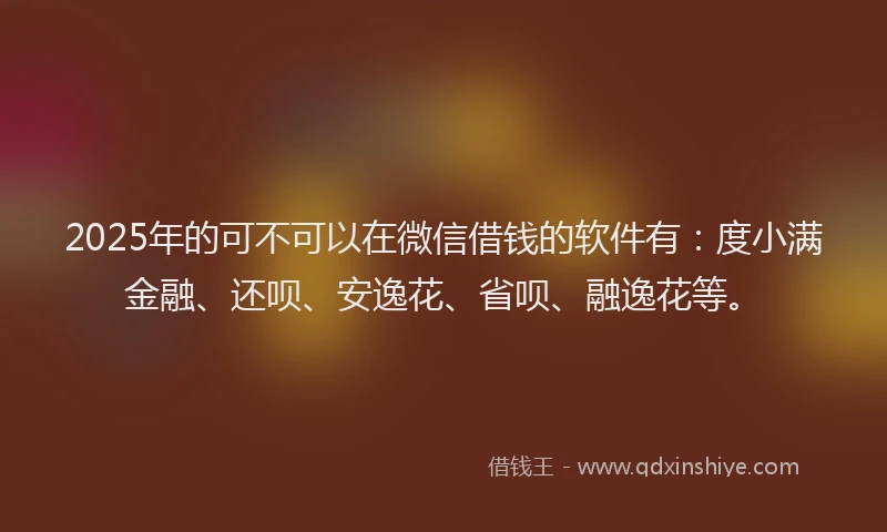 2025年的可不可以在微信借钱的软件有：度小满金融、还呗、安逸花、省呗、融逸花等。