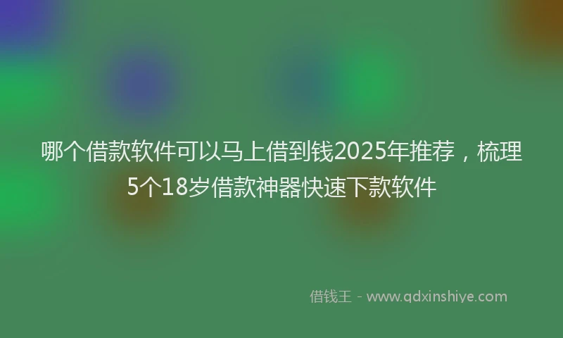 哪个借款软件可以马上借到钱2025年推荐，梳理5个18岁借款神器快速下款软件
