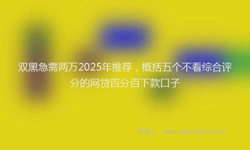 双黑急需两万2025年推荐，概括五个不看综合评分的网贷百分百下款口子