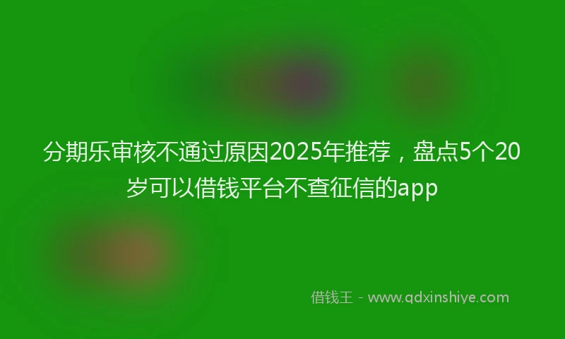 分期乐审核不通过原因2025年推荐，盘点5个20岁可以借钱平台不查征信的app