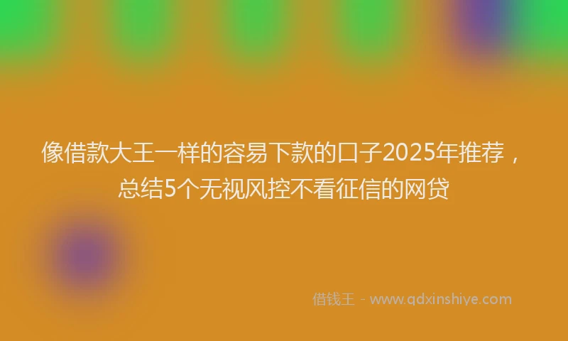 像借款大王一样的容易下款的口子2025年推荐，总结5个无视风控不看征信的网贷