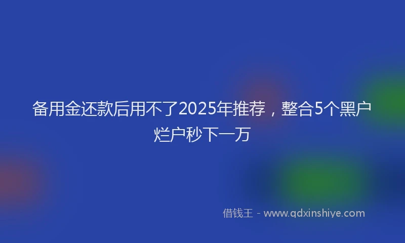 备用金还款后用不了2025年推荐，整合5个黑户烂户秒下一万