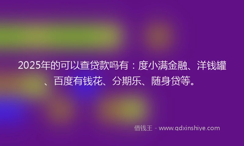 2025年的可以查贷款吗有：度小满金融、洋钱罐、百度有钱花、分期乐、随身贷等。