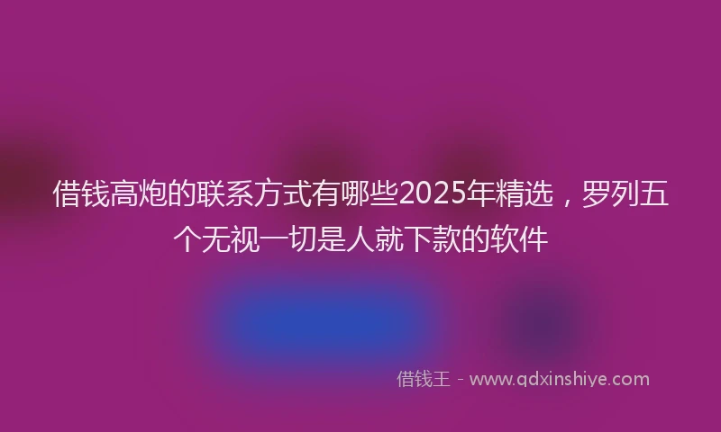 借钱高炮的联系方式有哪些2025年精选，罗列五个无视一切是人就下款的软件