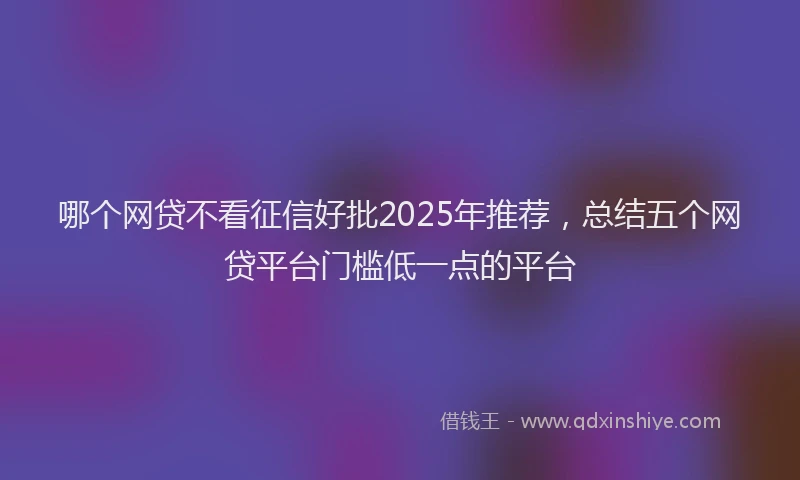 哪个网贷不看征信好批2025年推荐，总结五个网贷平台门槛低一点的平台
